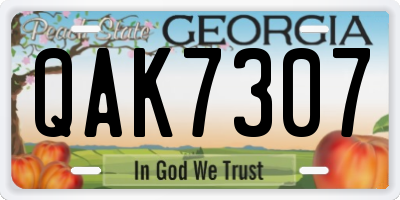 GA license plate QAK7307