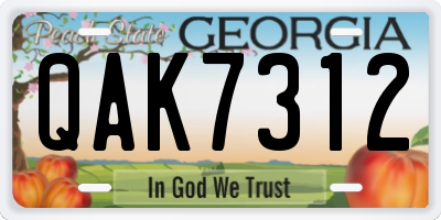 GA license plate QAK7312