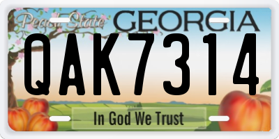 GA license plate QAK7314