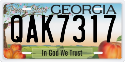 GA license plate QAK7317