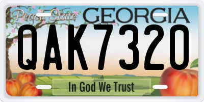 GA license plate QAK7320