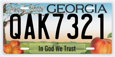 GA license plate QAK7321