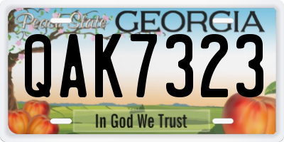 GA license plate QAK7323