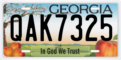 GA license plate QAK7325