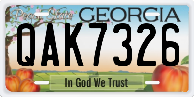 GA license plate QAK7326