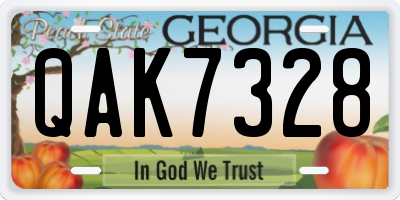GA license plate QAK7328