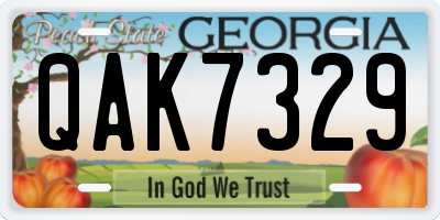 GA license plate QAK7329