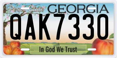 GA license plate QAK7330