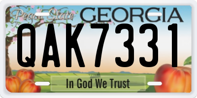GA license plate QAK7331