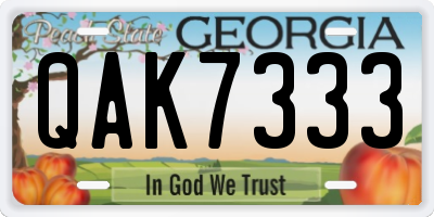 GA license plate QAK7333