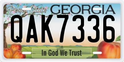 GA license plate QAK7336