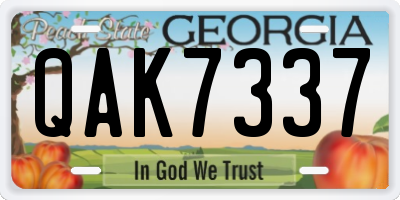 GA license plate QAK7337