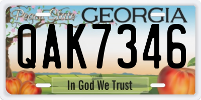 GA license plate QAK7346