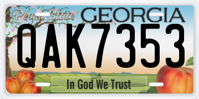 GA license plate QAK7353
