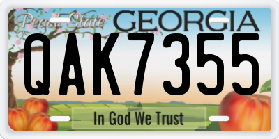 GA license plate QAK7355