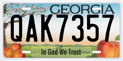GA license plate QAK7357