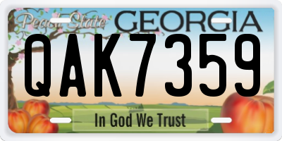 GA license plate QAK7359