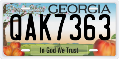 GA license plate QAK7363