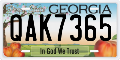 GA license plate QAK7365