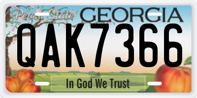 GA license plate QAK7366