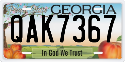 GA license plate QAK7367