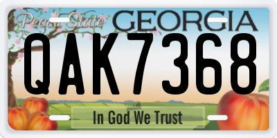GA license plate QAK7368