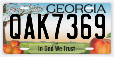 GA license plate QAK7369