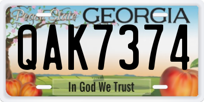 GA license plate QAK7374
