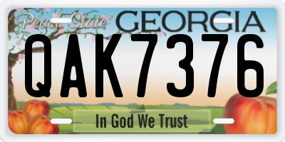 GA license plate QAK7376