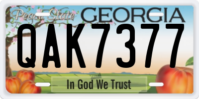 GA license plate QAK7377