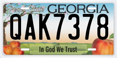 GA license plate QAK7378