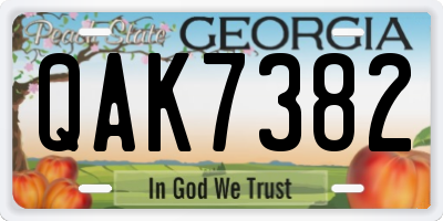 GA license plate QAK7382