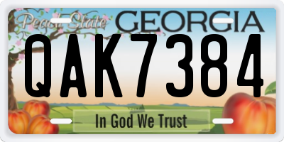 GA license plate QAK7384