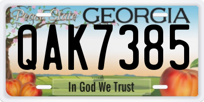 GA license plate QAK7385