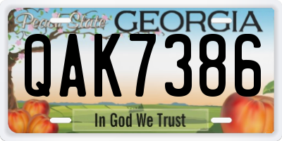 GA license plate QAK7386
