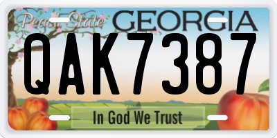GA license plate QAK7387