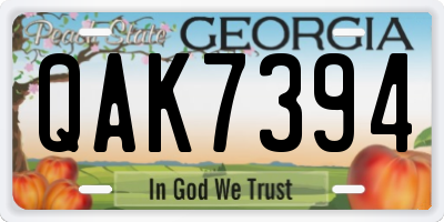 GA license plate QAK7394