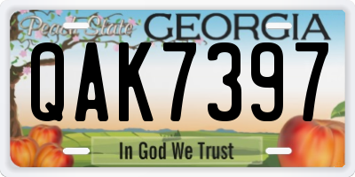 GA license plate QAK7397