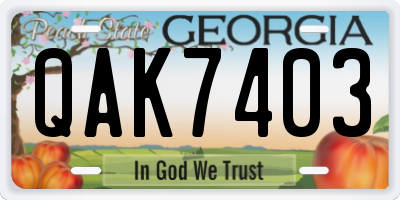 GA license plate QAK7403