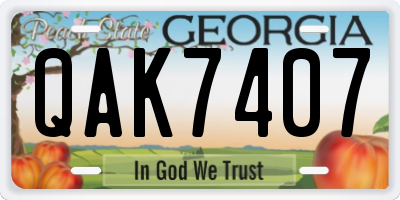 GA license plate QAK7407