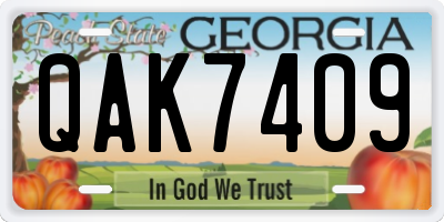 GA license plate QAK7409