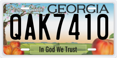 GA license plate QAK7410
