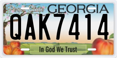 GA license plate QAK7414