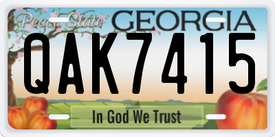GA license plate QAK7415