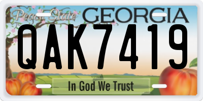 GA license plate QAK7419