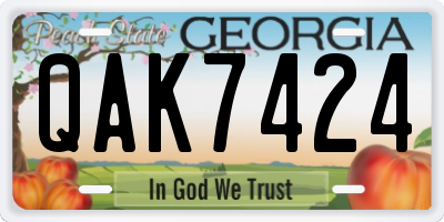GA license plate QAK7424