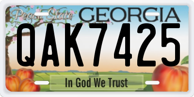 GA license plate QAK7425