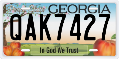 GA license plate QAK7427