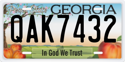 GA license plate QAK7432