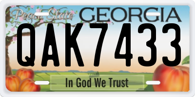 GA license plate QAK7433
